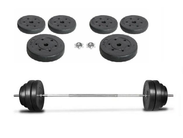 Conjunto de Barra e Pesos de Musculação Bumper 55kg